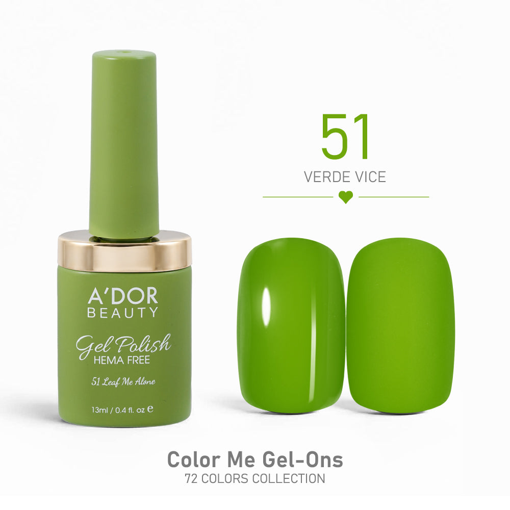 A'DOR HEMA-Free Gel Polish - 51 - Verde Vice - 0.4 oz - Color Me Gel-Ons Collection