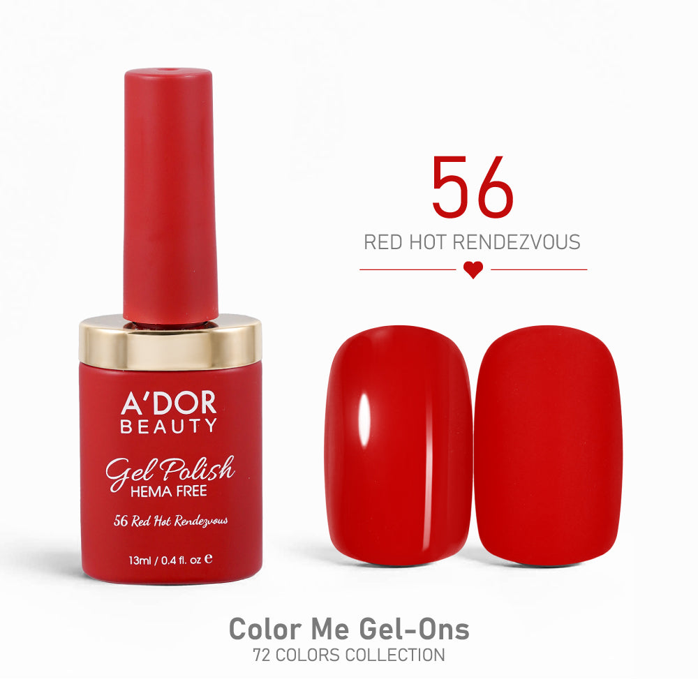 A'DOR HEMA-Free Gel Polish - 56 - Red Hot Rendezvous - 0.4 oz - Color Me Gel-Ons Collection
