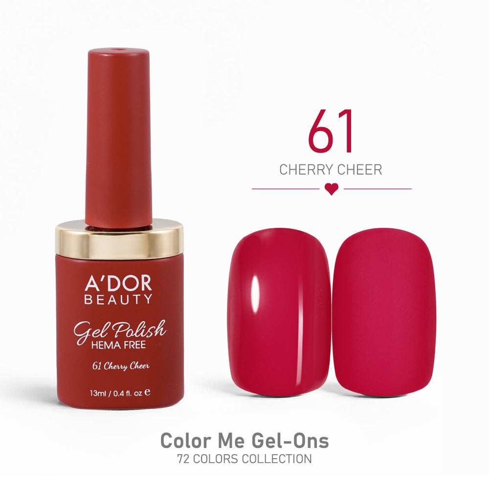 A'DOR HEMA-Free Gel Polish - 61 - Cherry Cheer - 0.4 oz - Color Me Gel-Ons Collection