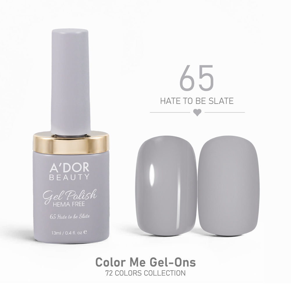 A'DOR HEMA-Free Gel Polish - 65 - Hate to be Slate - 0.4 oz - Color Me Gel-Ons Collection