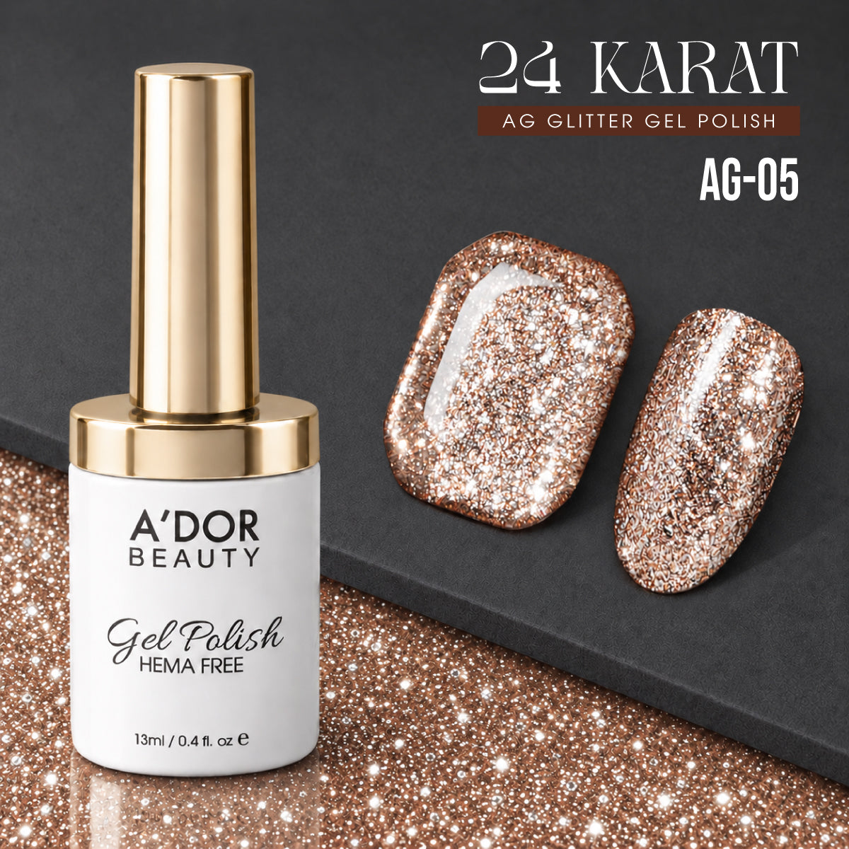 A'DOR 24 Karat Glitter Gel Set, 12 Colors