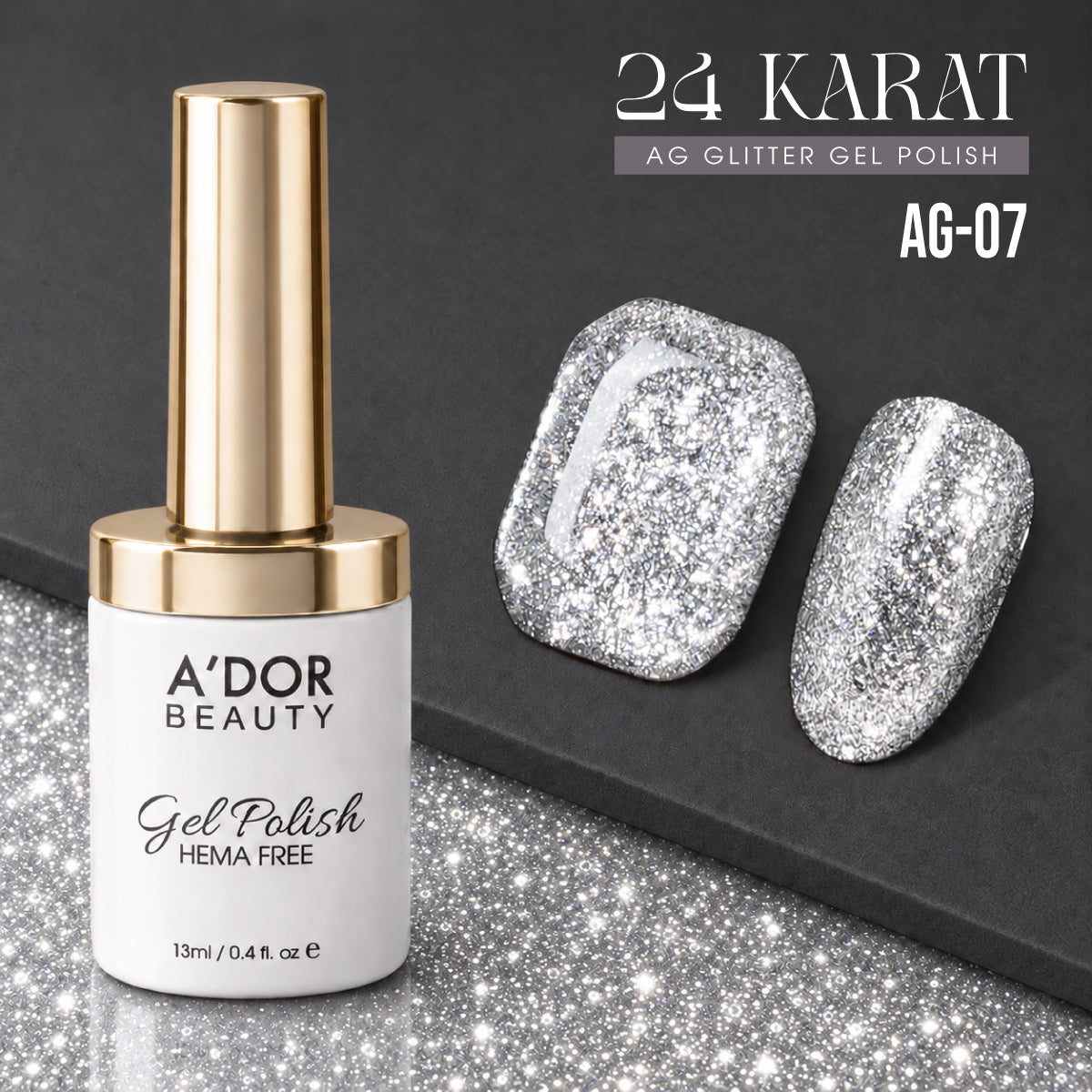 A'DOR 24 Karat Glitter Gel Set, 12 Colors