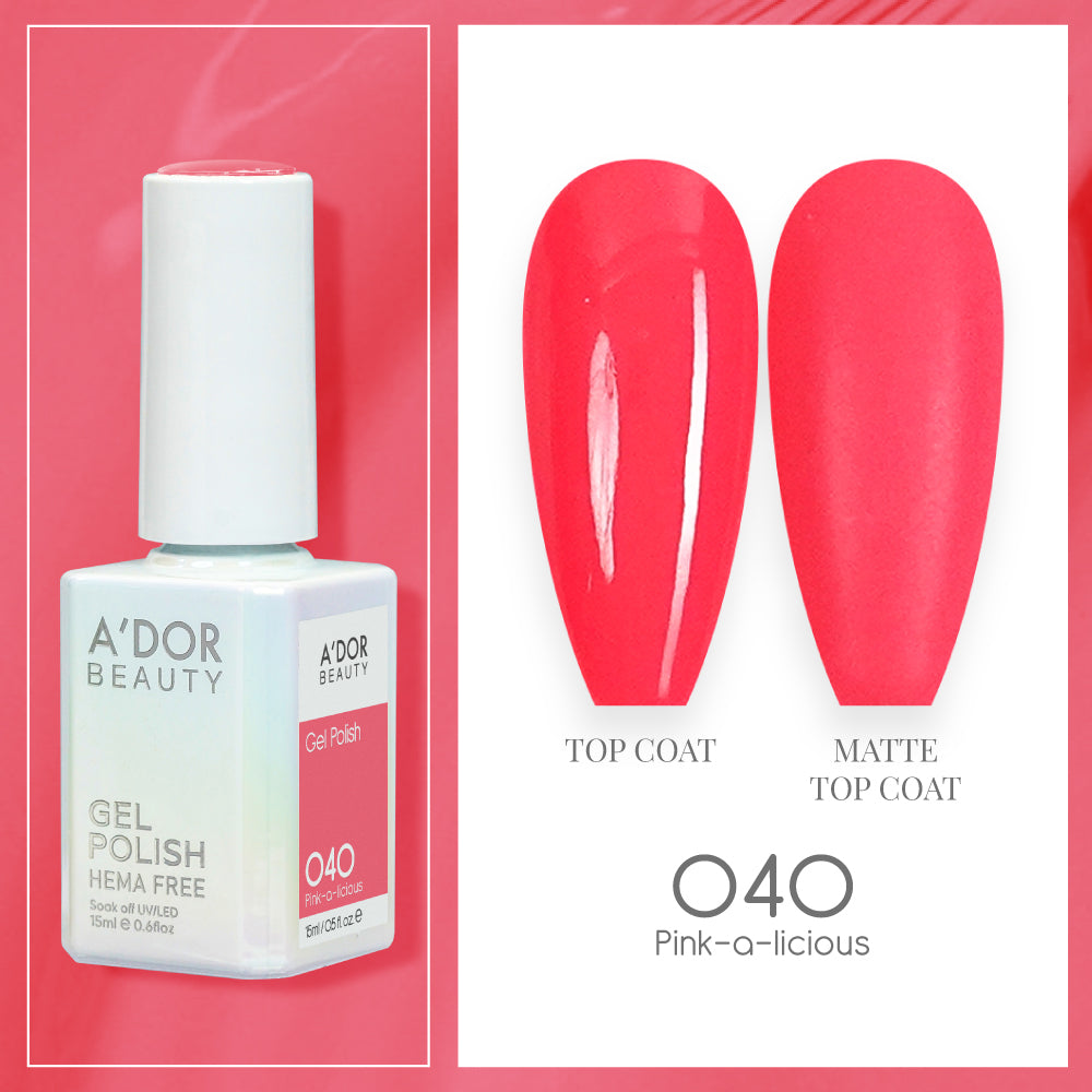 A'DOR HEMA-Free Gel Polish - 040 - Pink - a - licious - 0.6 oz