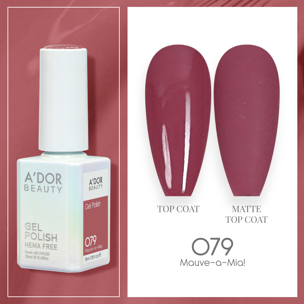 A'DOR HEMA-Free Gel Polish - 079 - Mauve - a -Mia! - 0.6 oz