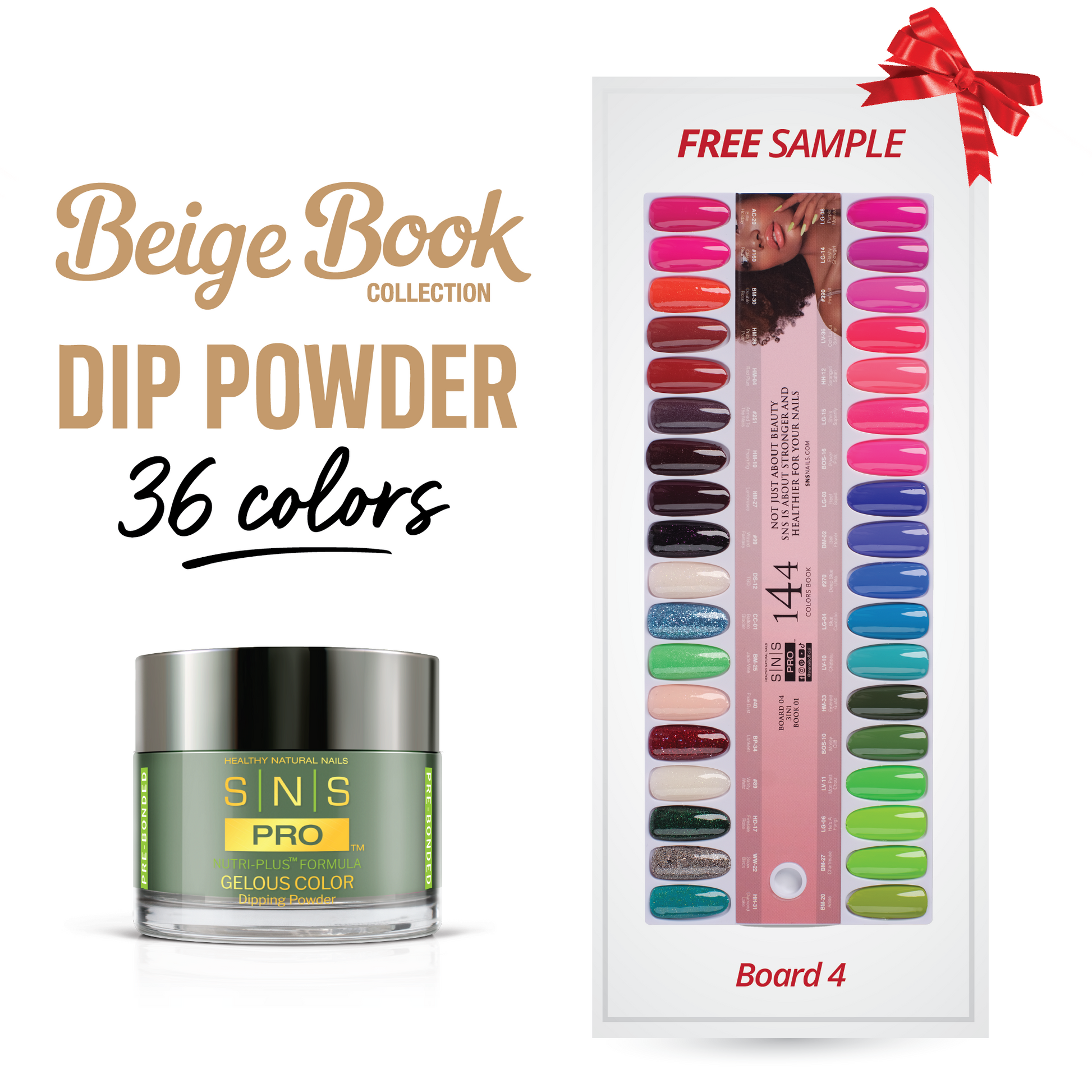 SNS Pro Dipping Powder - Set 36 Colors - Board 4 (109 - 144) - Beige Collection
