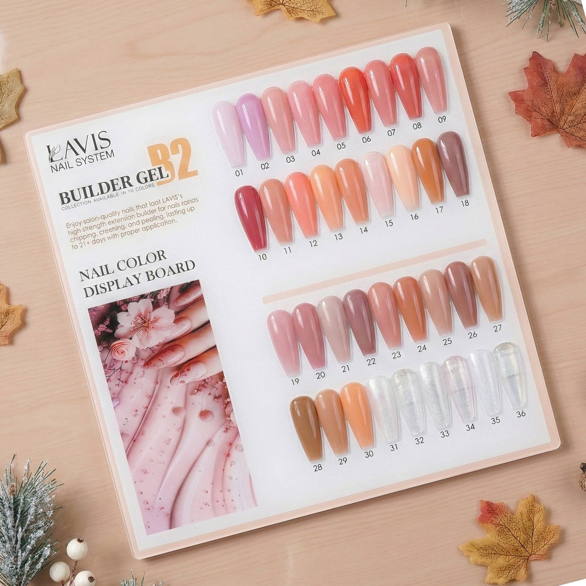LAVIS Builder Gel In The Bottle - B2 - Set 36 Colors - Gel Polish 0.5oz