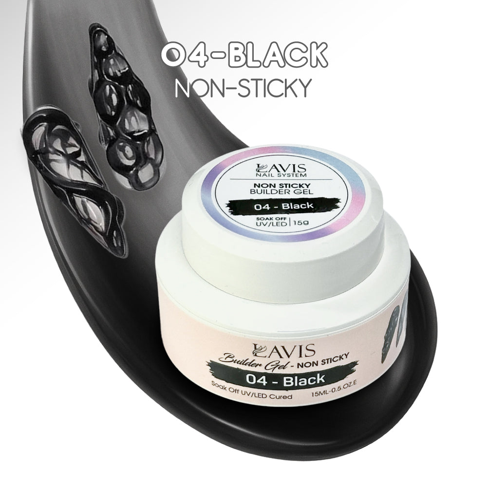 LAVIS Builder Gel Jar Non Sticky - 04 Black 15g