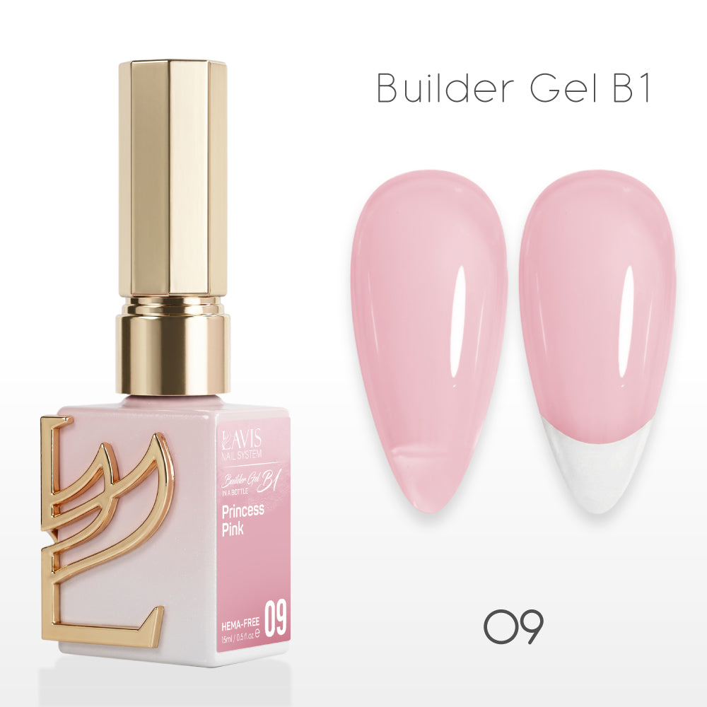 LAVIS Builder Gel In The Bottle - B1-09 Princess Pink - Gel Polish 0.5oz