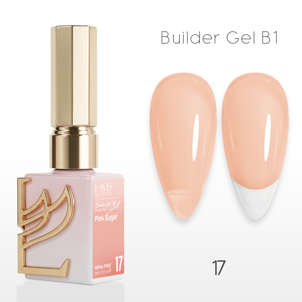 LAVIS Builder Gel In The Bottle - B1-17 Pink Sugar - Gel Polish 0.5oz