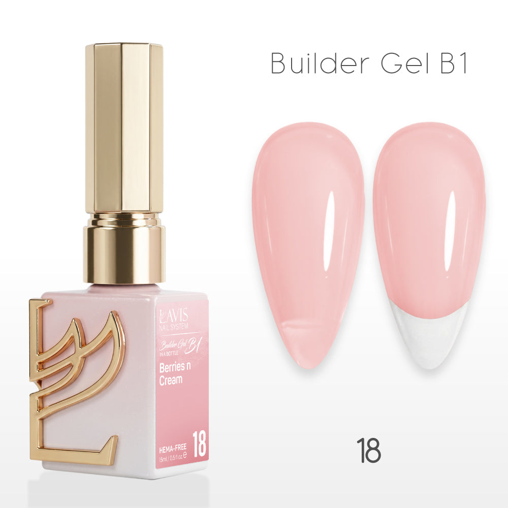 LAVIS Builder Gel In The Bottle - B1-18 Berries N Cream - Gel Polish 0.5oz