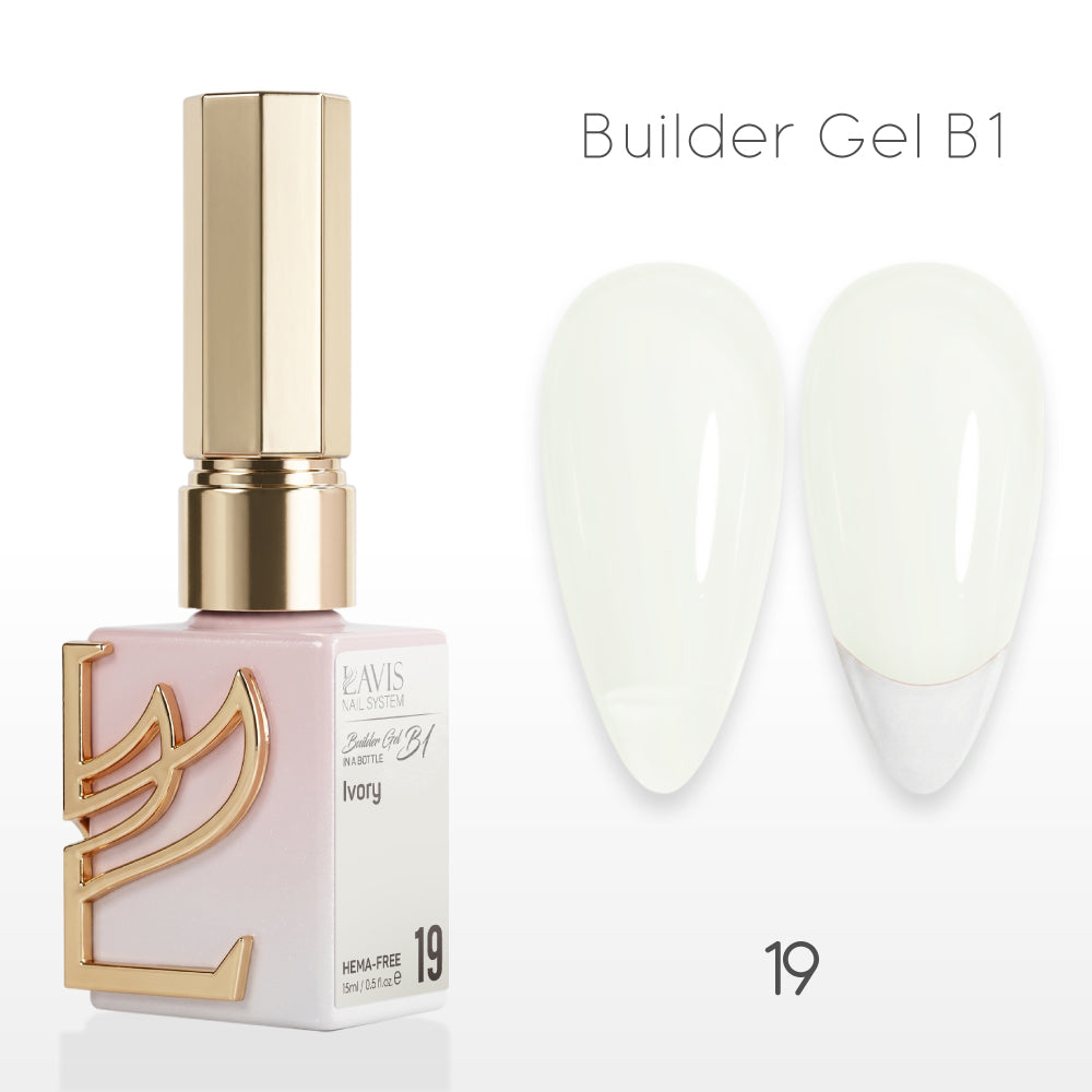 LAVIS Builder Gel In The Bottle - B1-19 Ivory - Gel Polish 0.5oz