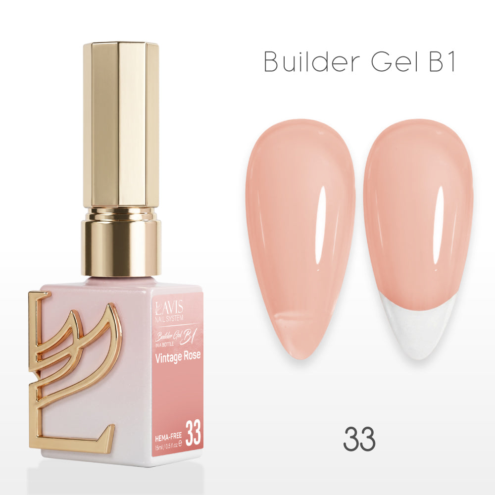 LAVIS Builder Gel In The Bottle - B1-33 Vintage Rose - Gel Polish 0.5oz