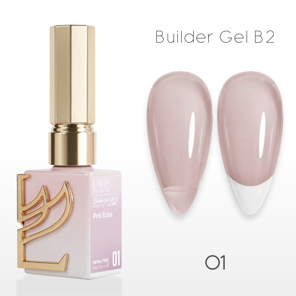 LAVIS Builder Gel In The Bottle - B2-01 Pink Echo - Gel Polish 0.5oz