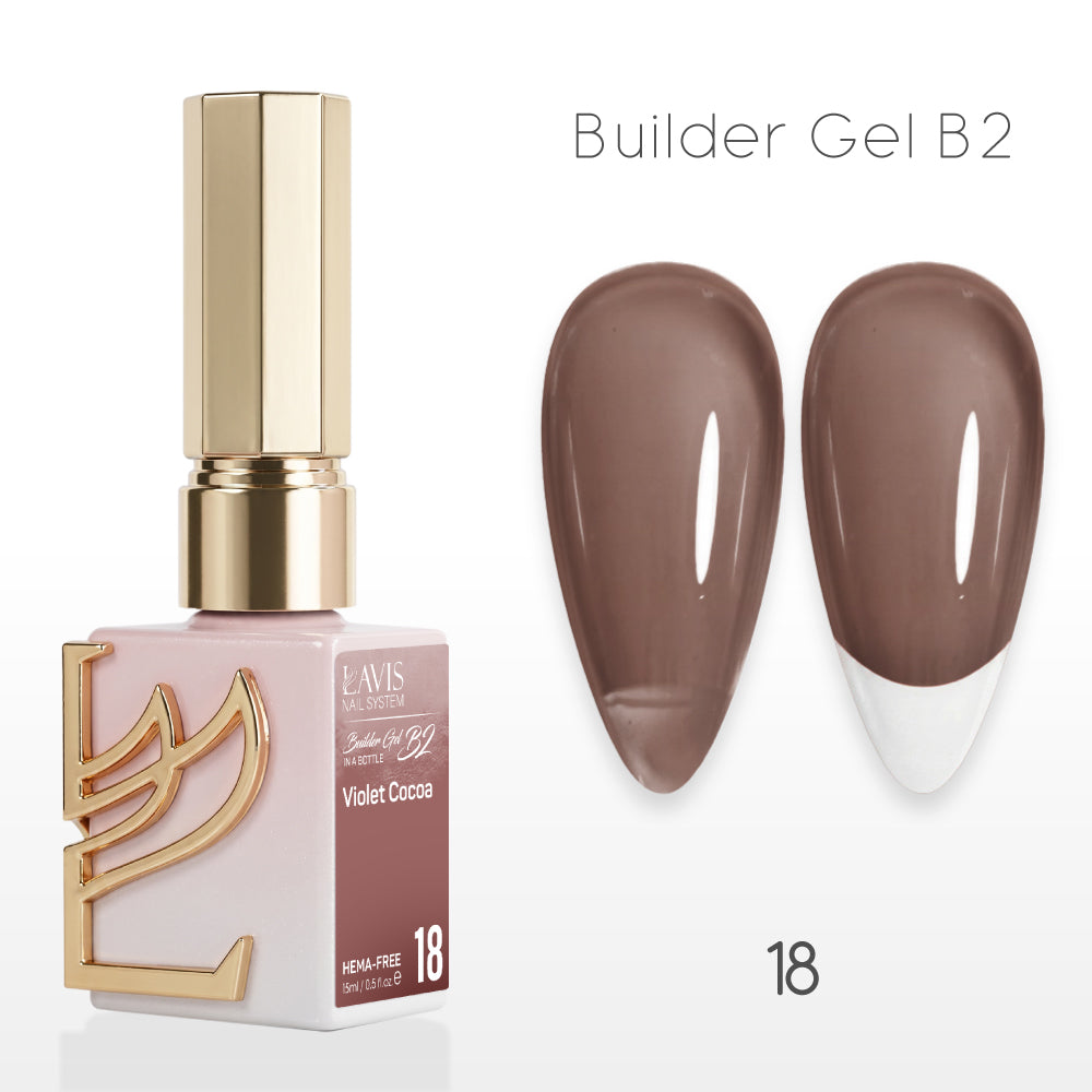 LAVIS Builder Gel In The Bottle - B2-18 Violet Cocoa - Gel Polish 0.5oz