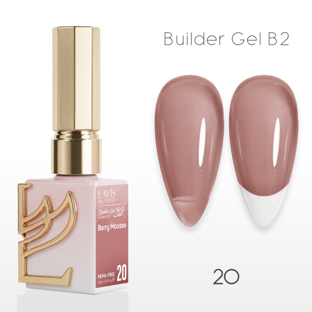 LAVIS Builder Gel In The Bottle - B2-20 Berry Mousse - Gel Polish 0.5oz