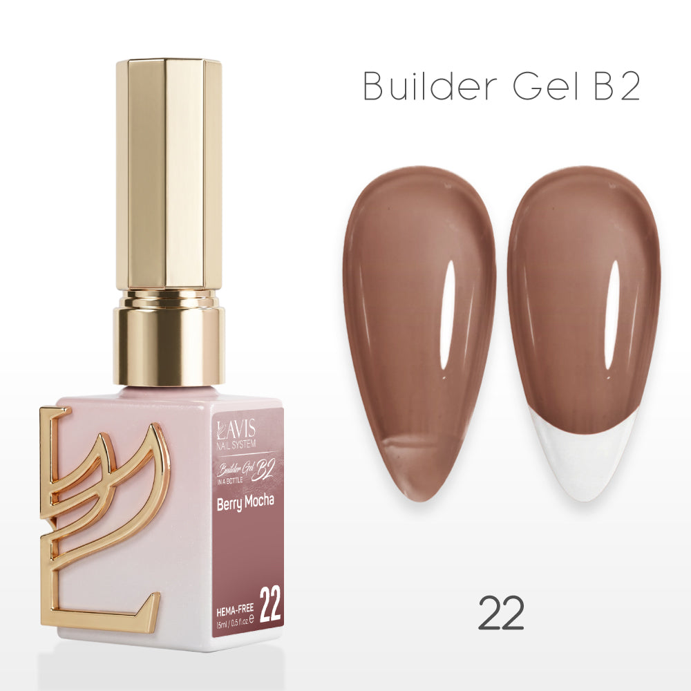 LAVIS Builder Gel In The Bottle - B2-22 Berry Mocha - Gel Polish 0.5oz