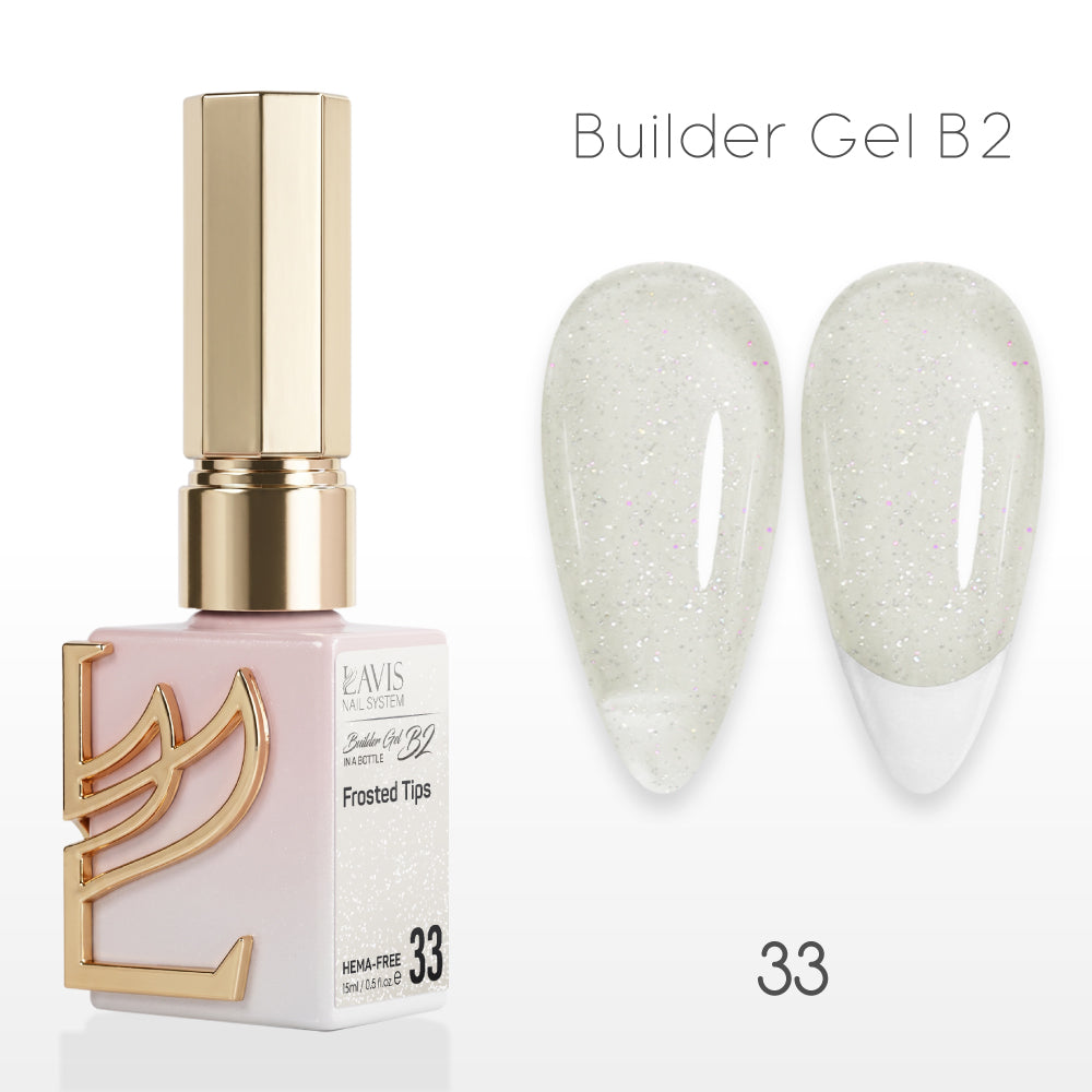 LAVIS Builder Gel In The Bottle - B2-33 Frosted Tips - Gel Polish 0.5oz