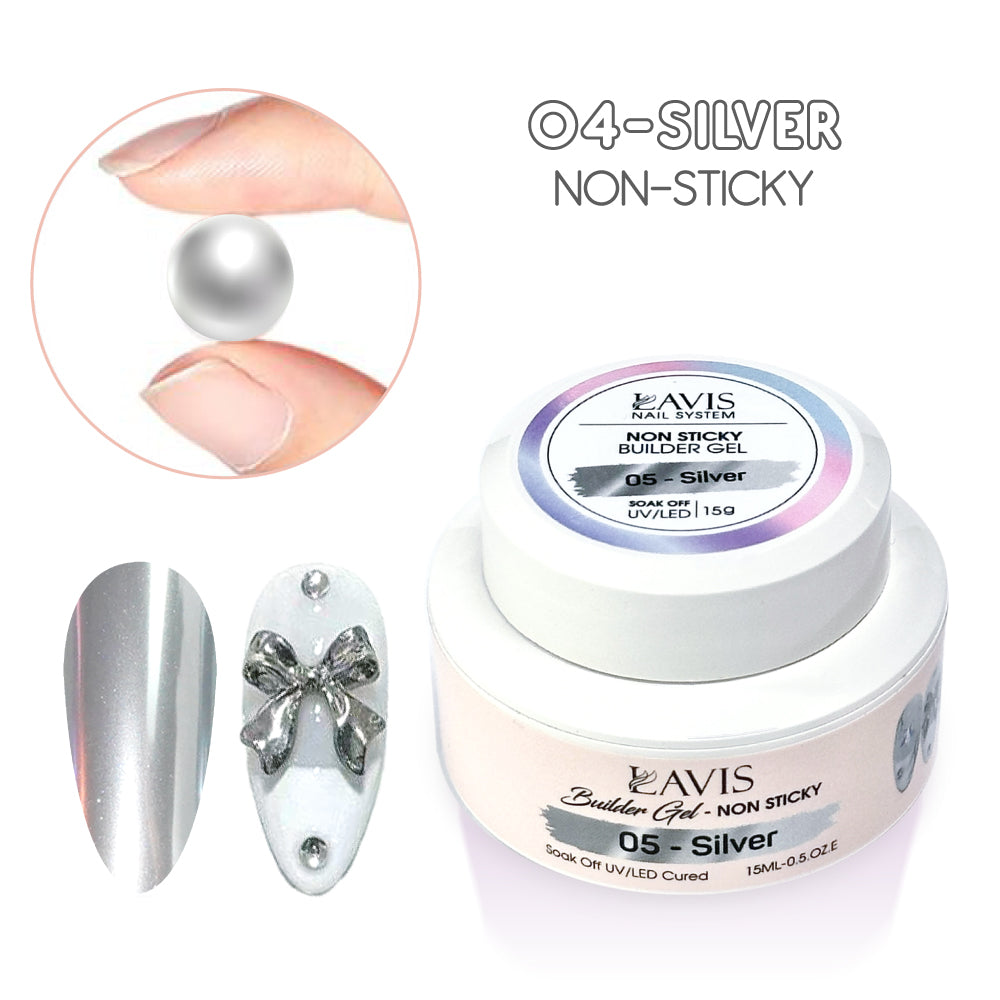LAVIS Builder Gel Jar Non Sticky - 05 Silver 15g
