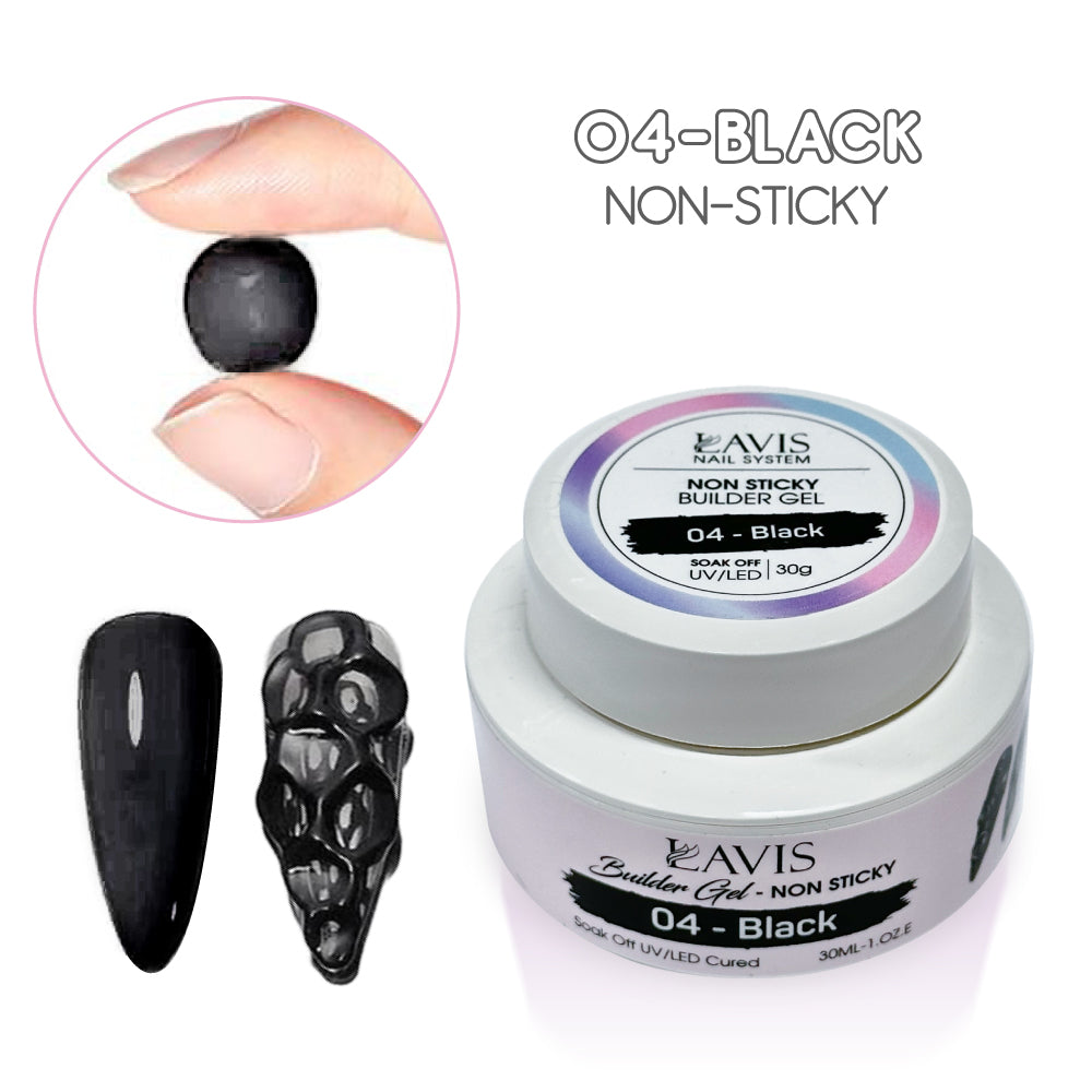 LAVIS Builder Gel Jar Non Sticky - 04 Black 30g