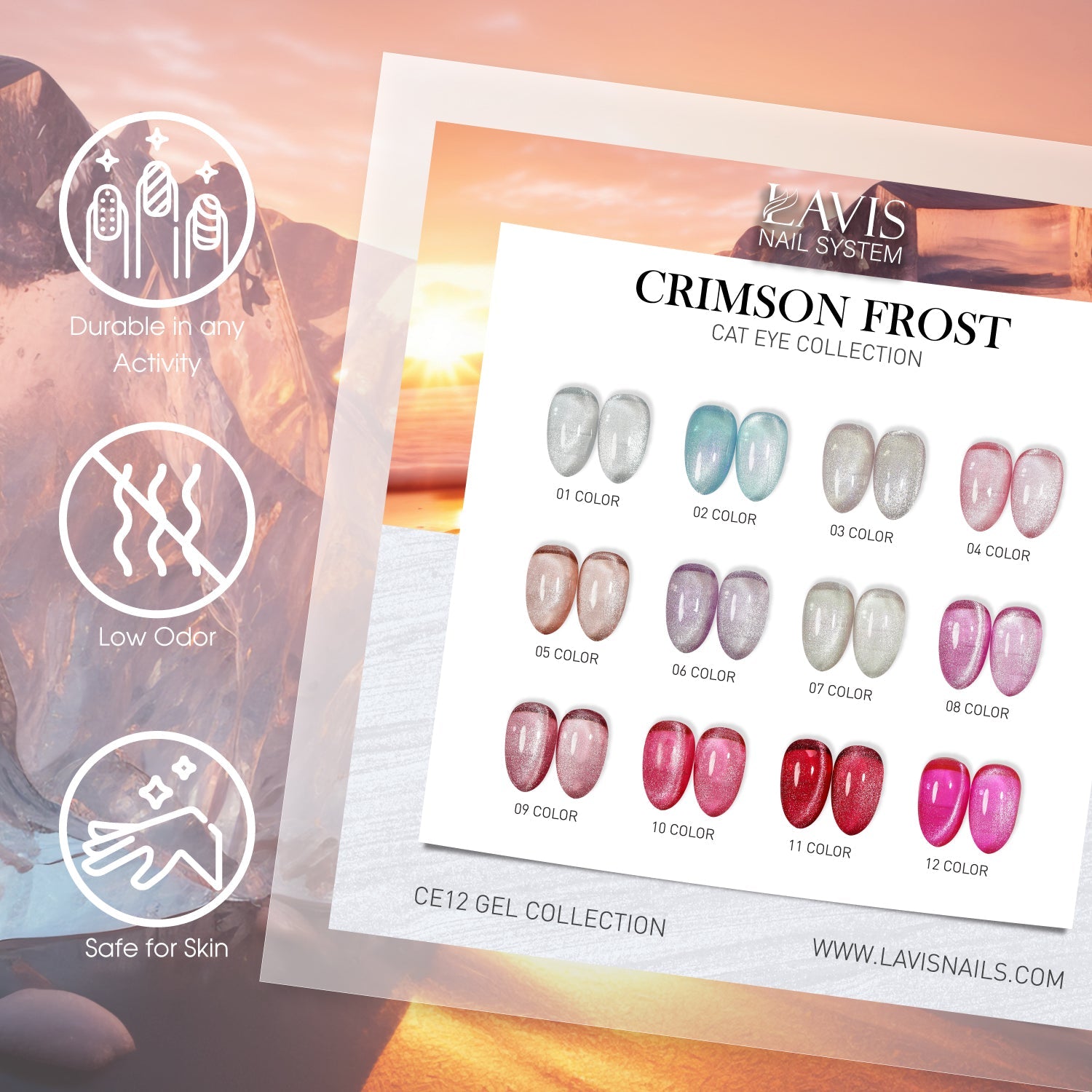 LAVIS Cat Eyes CE12 - 06 (Ver2) - Gel Polish 0.5 oz - Crimson Frost Collection