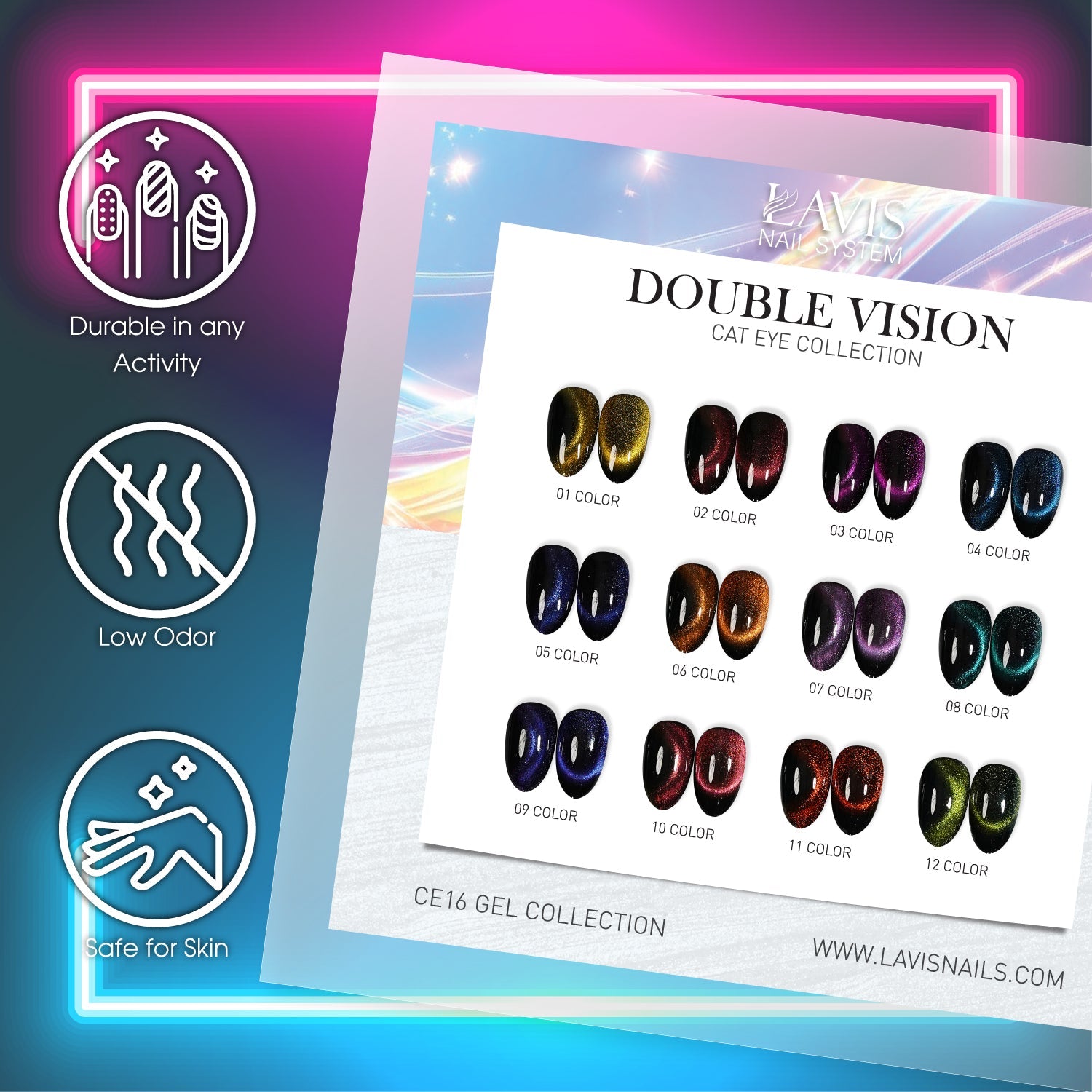 LAVIS Cat Eyes CE16 - 08 - Gel Polish 0.5 oz - Double Vision Collection