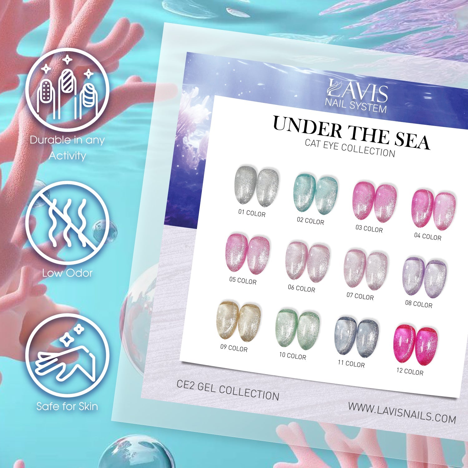 LAVIS Cat Eyes CE2 - 08 - Gel Polish 0.5 oz - Under The Sea