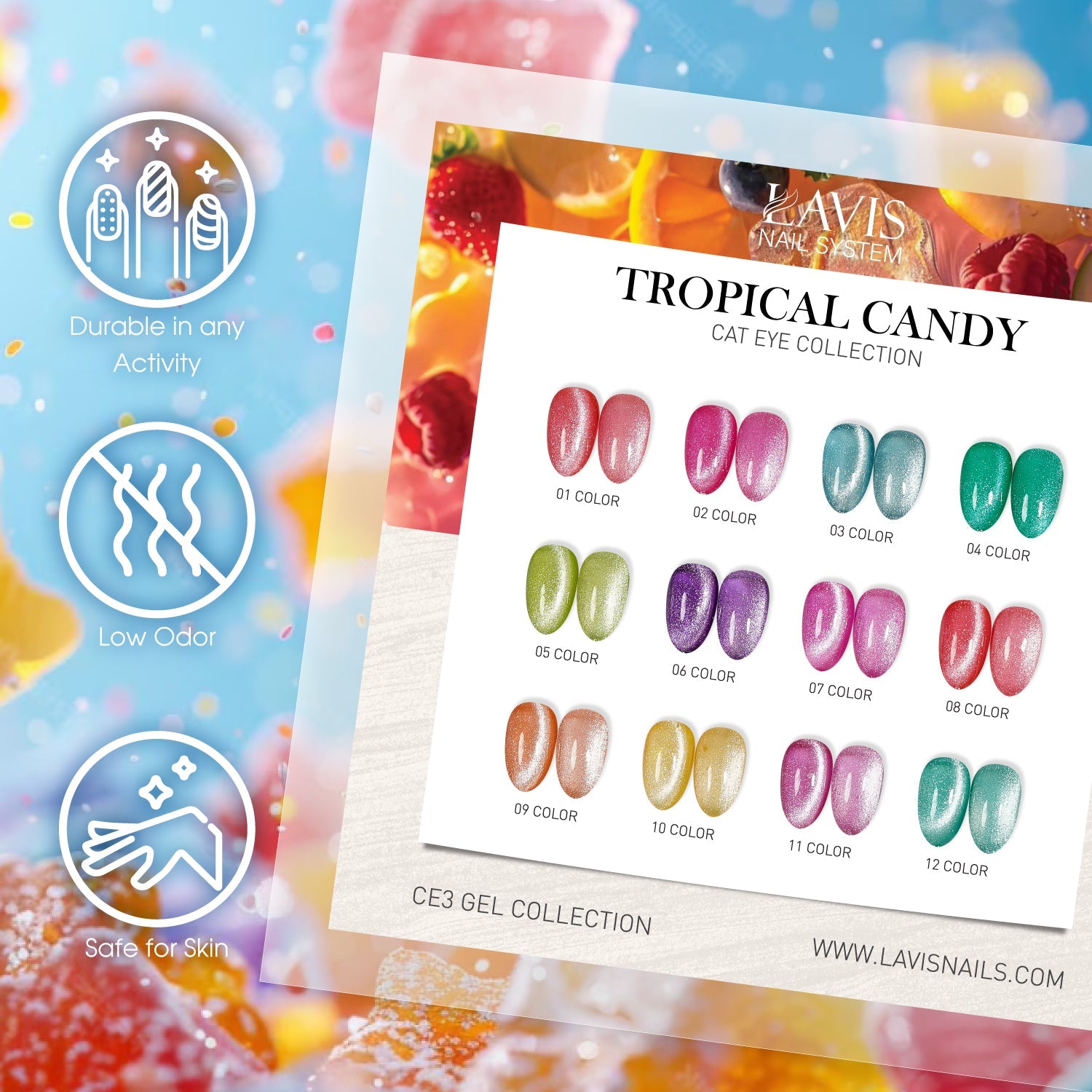 LAVIS Cat Eyes CE3 - 10 - Gel Polish 0.5 oz - Tropical Candy