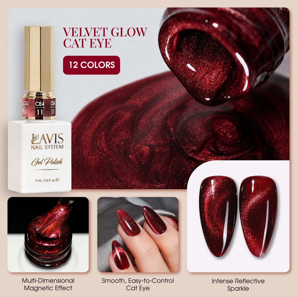 LAVIS Cat Eye Velvet Glow Set, 12 Colors
