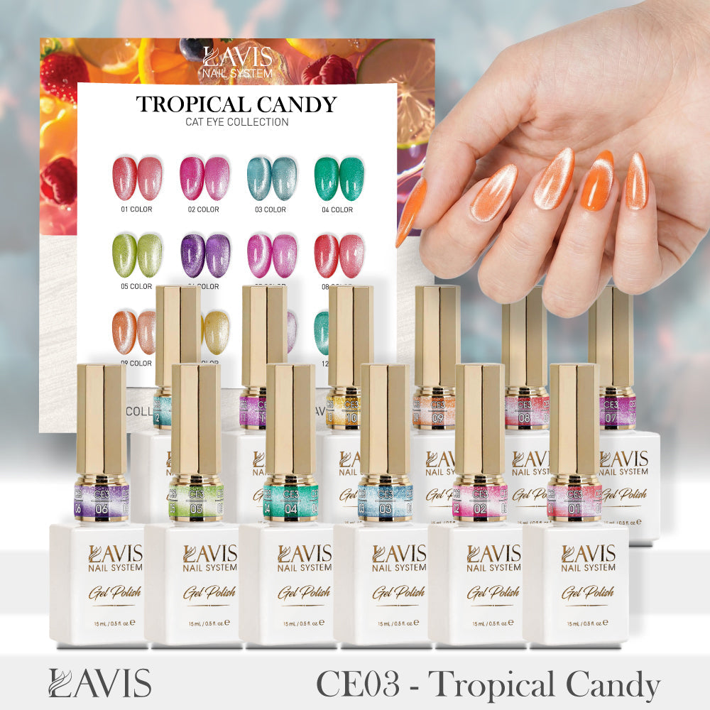 Lavis CE3 Tropical Candy cat eye gel set, photo 1 of 33
