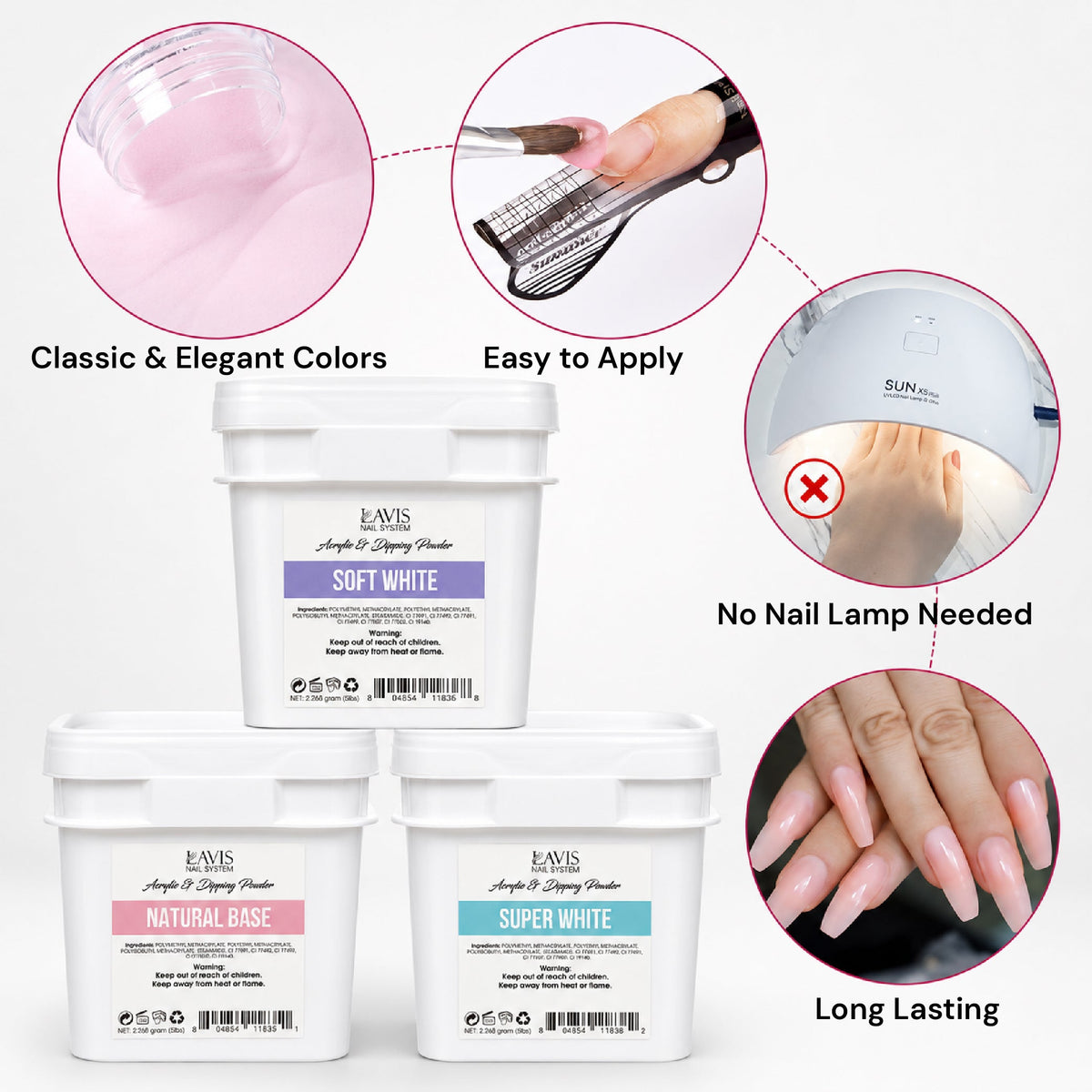 LAVIS Acrylic & Dip Powder 80oz - Super White