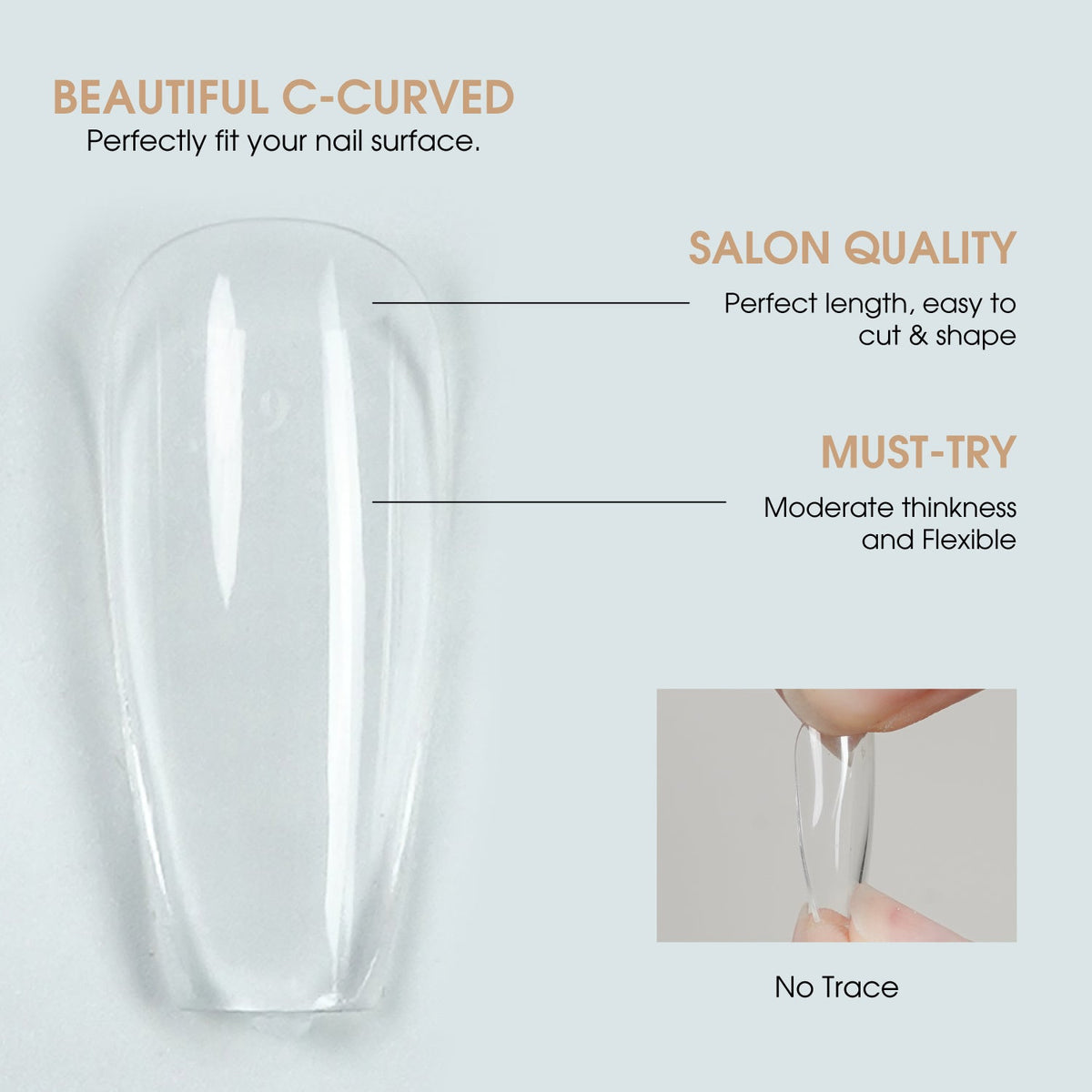 Lavis Soft Gel Tips, 4 Shapes Clear Sampler, photo 3 of 4