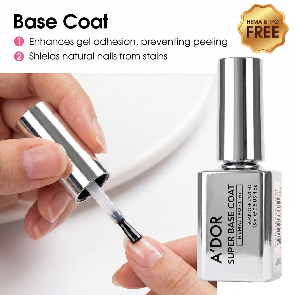 A'DOR HEMA & TPO FREE Gel Polish - Diamond Top Coat - 0.5 oz