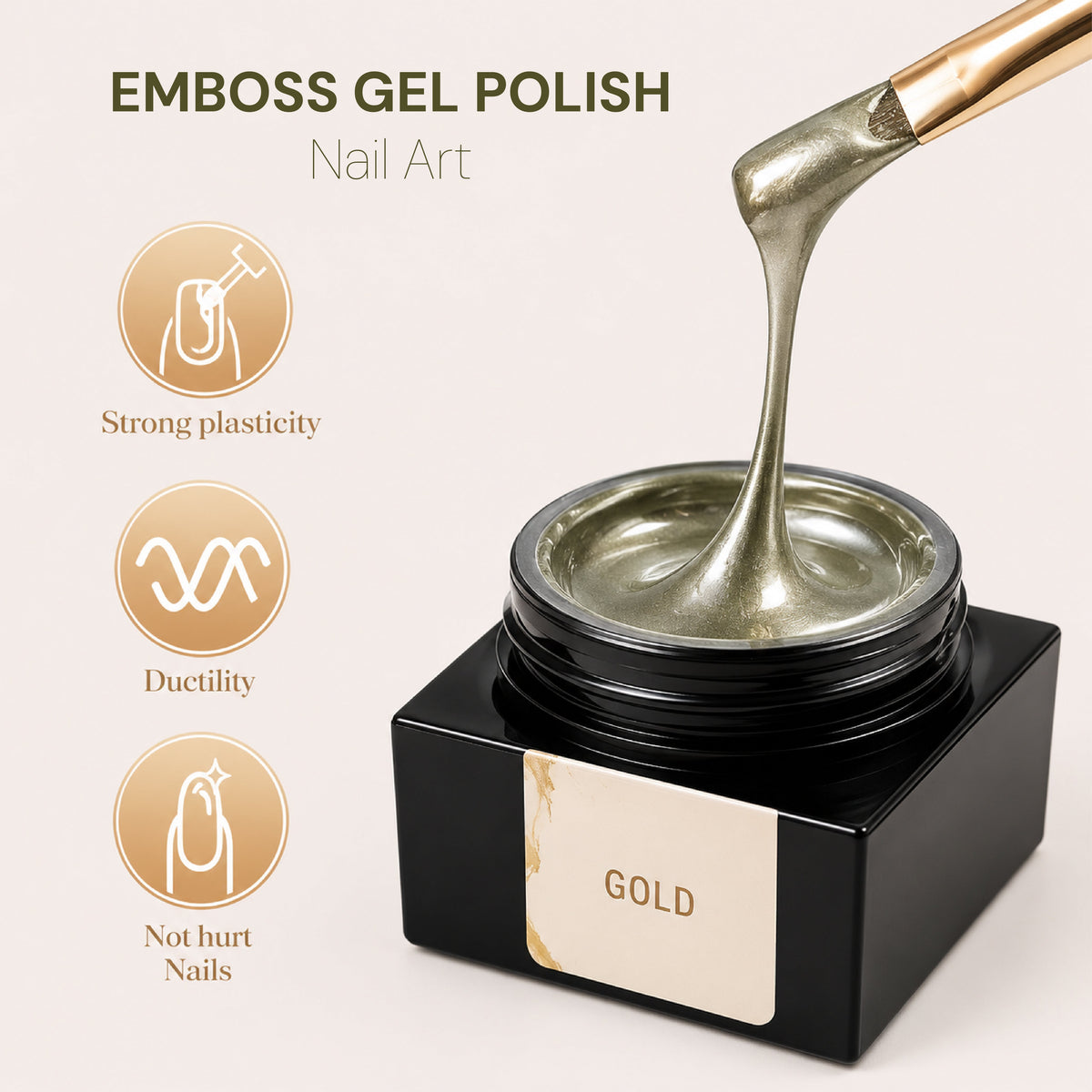 Emboss Gel Polish Nail Art - Gold - 15g