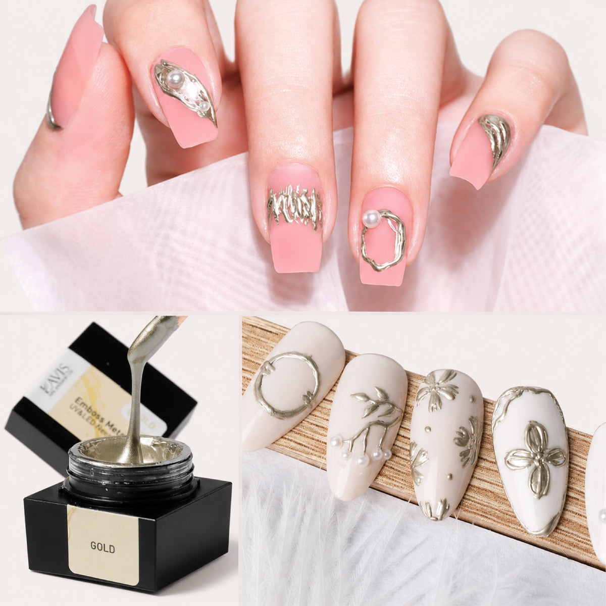 Emboss Gel Polish Nail Art - Gold - 15g