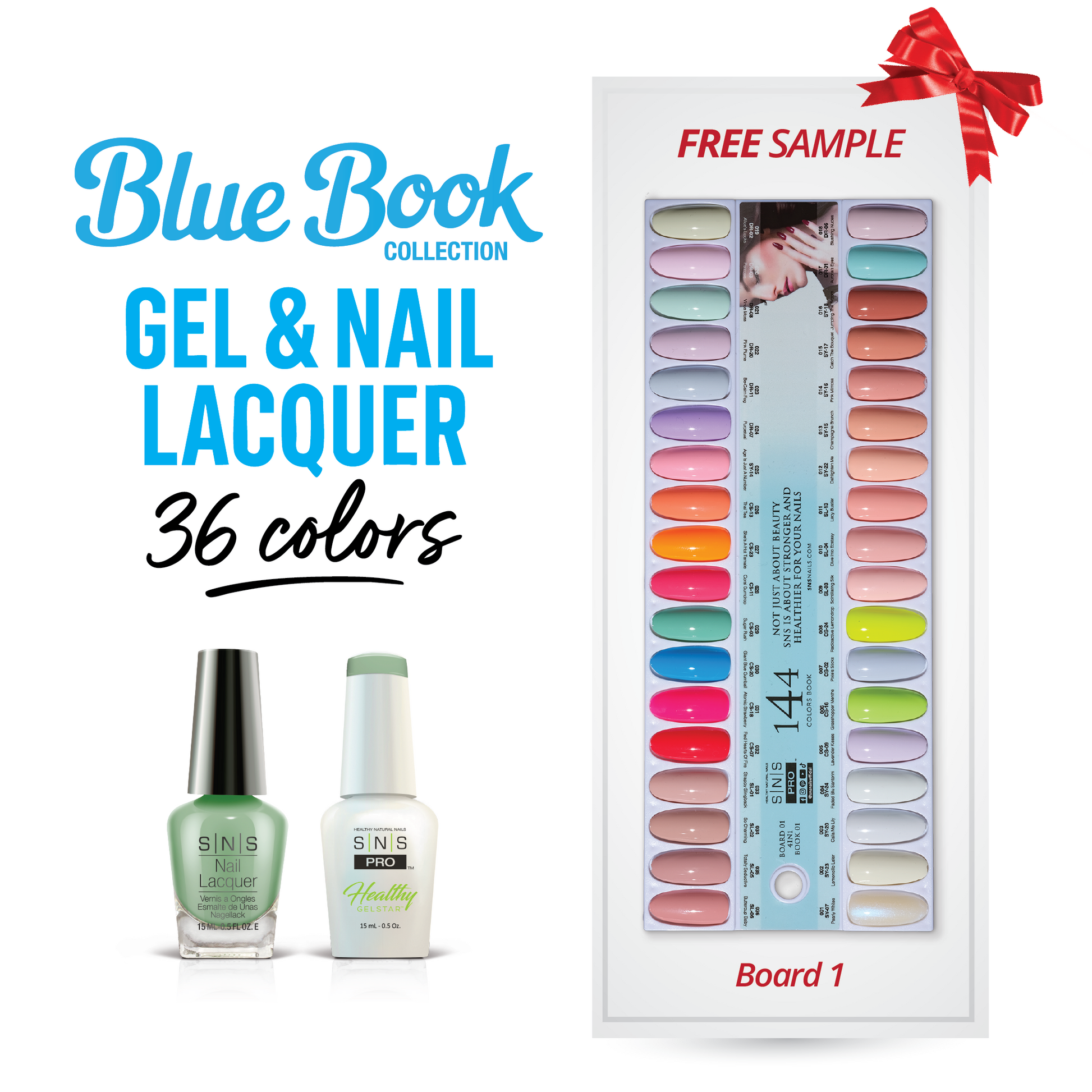 SNS Pro Gel Nail Polish Duo - Tiffany Blue Collection - Set 36 Colors - Board 1 (001 - 036)