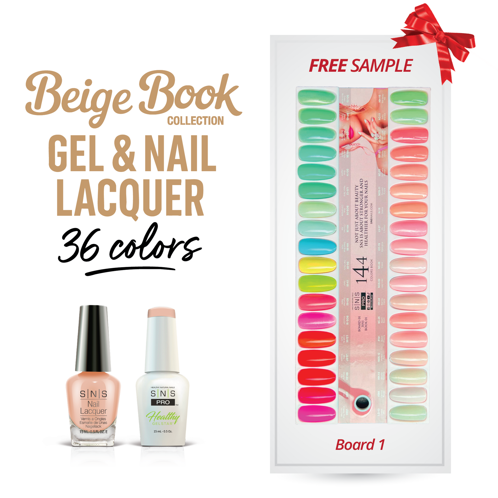SNS Pro Gel Nail Polish Duo Set 36 Colors - Board 1 Beige (001 - 036)