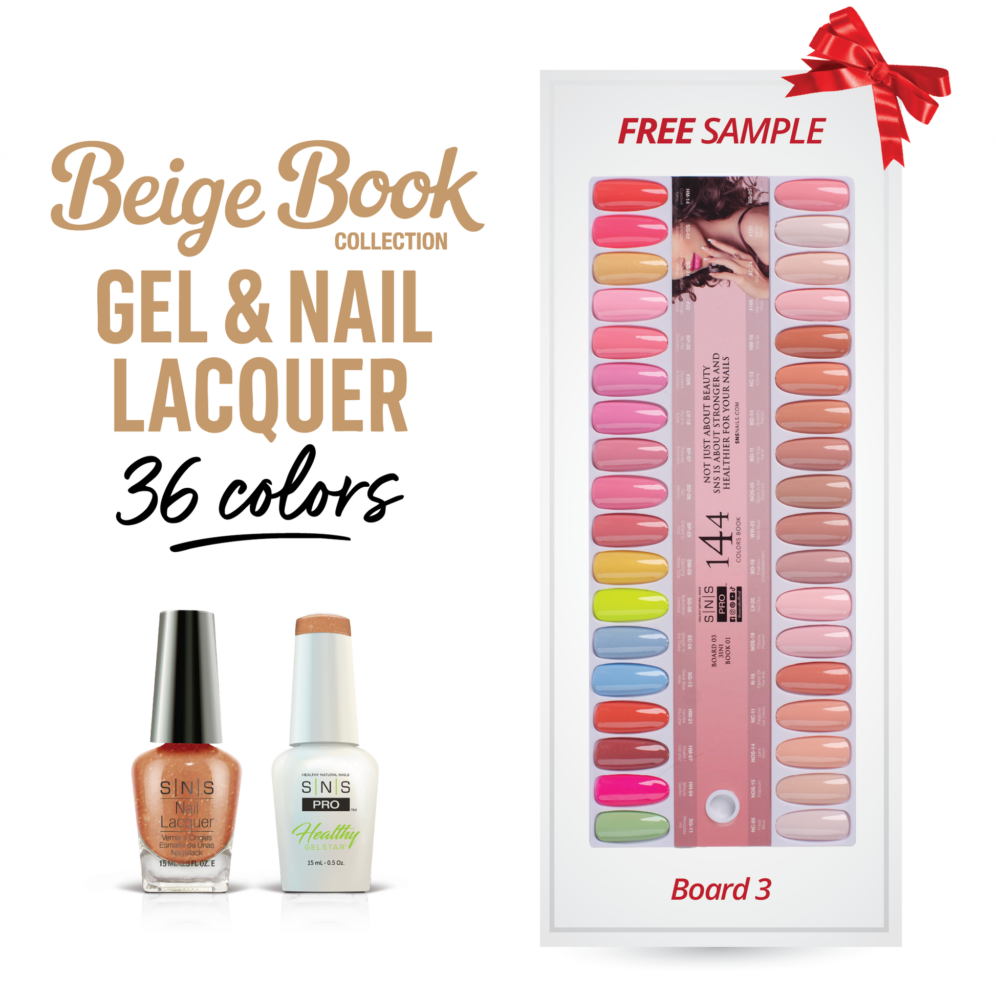 SNS Pro Gel Nail Polish Duo Set 36 Colors - Board 3 Beige (073 - 108)