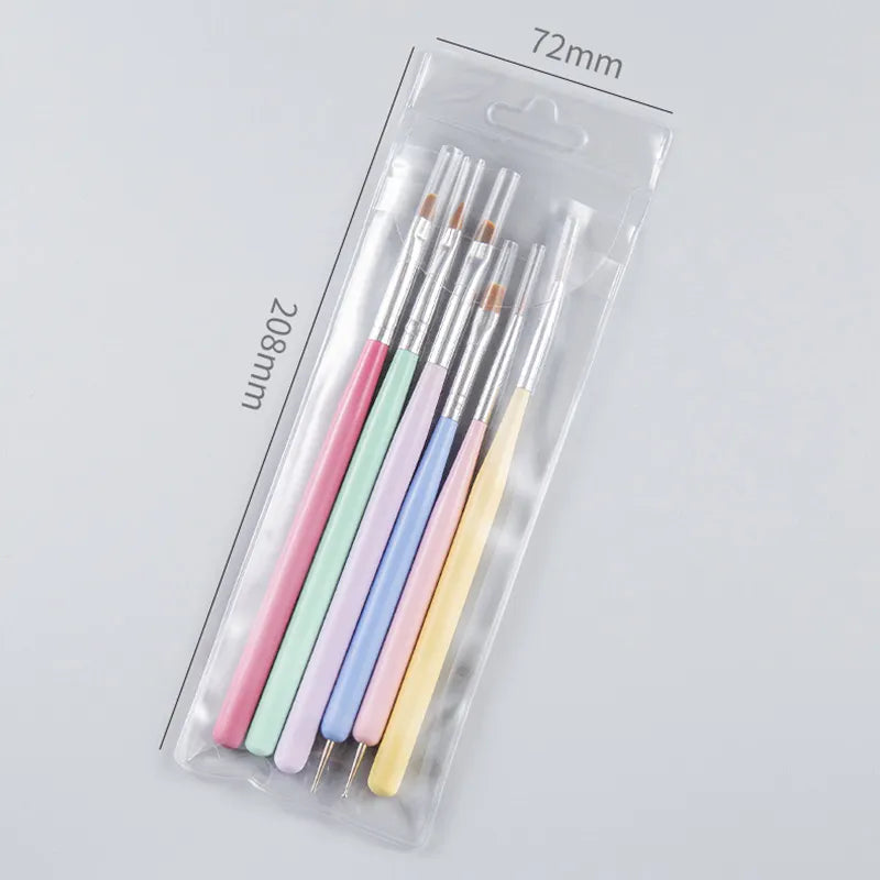 6pcs Nail Art Brushes Set Gel Polish