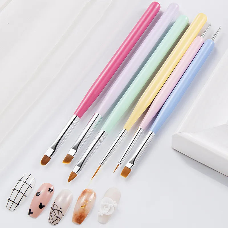 6pcs Nail Art Brushes Set Gel Polish