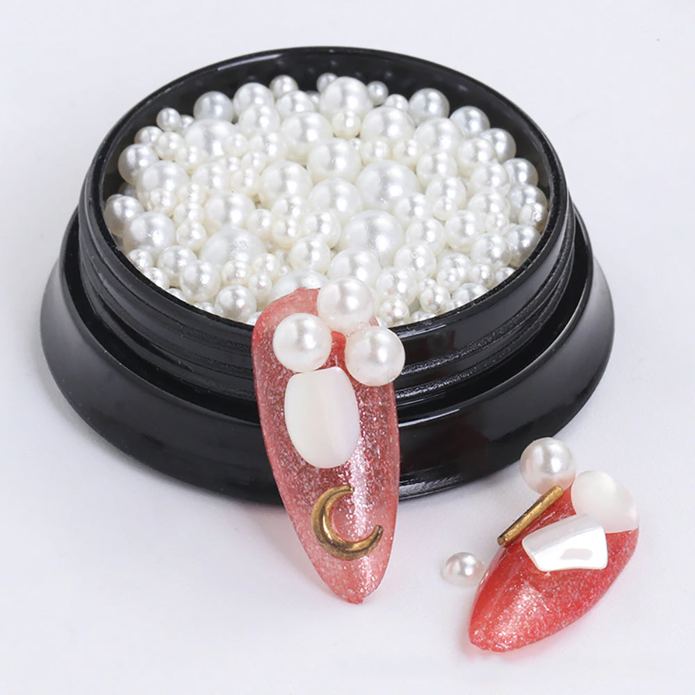Half Round Pearls - White