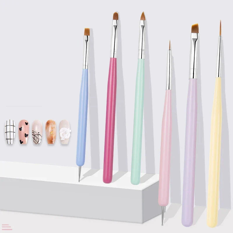 6pcs Nail Art Brushes Set Gel Polish