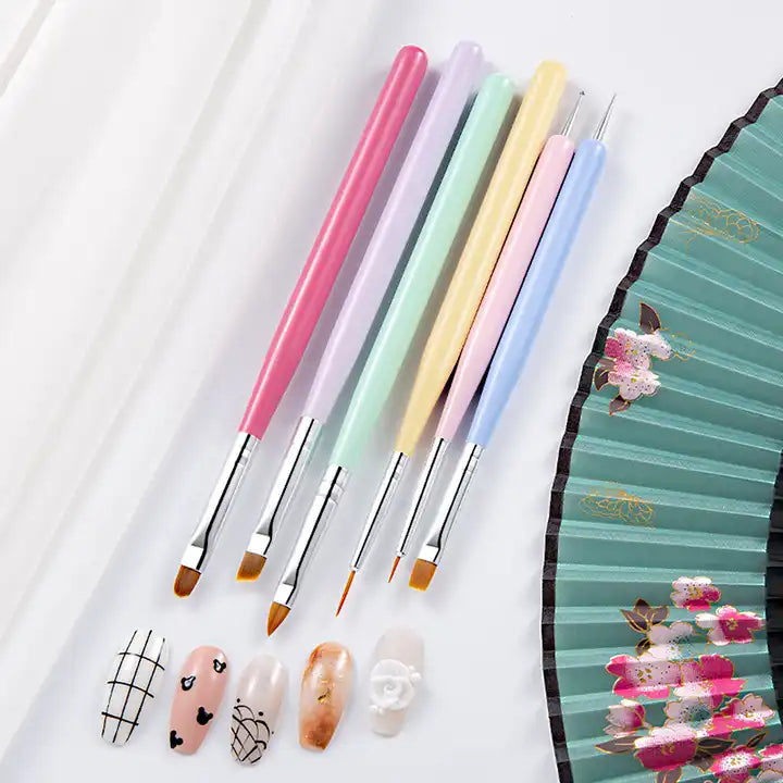 6pcs Nail Art Brushes Set Gel Polish