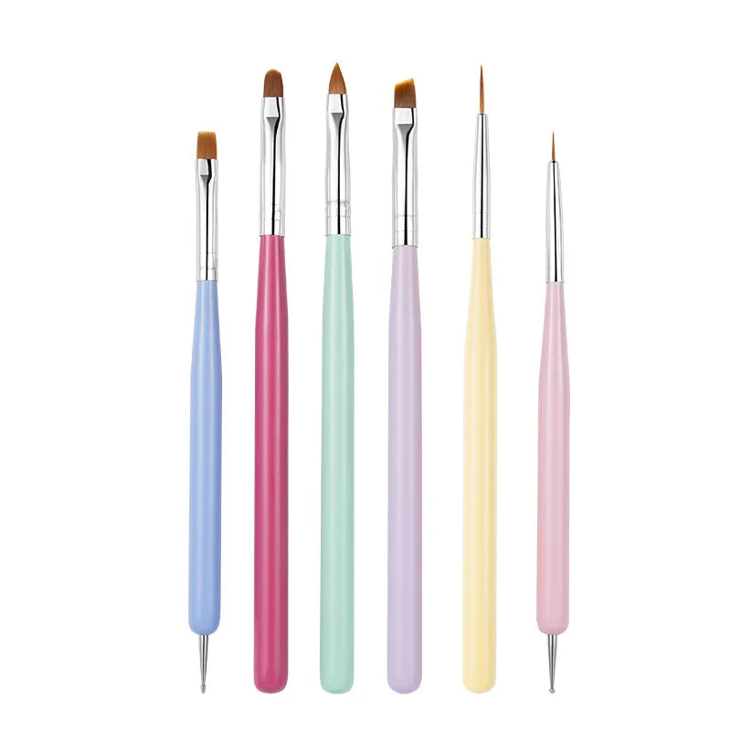 6pcs Nail Art Brushes Set Gel Polish