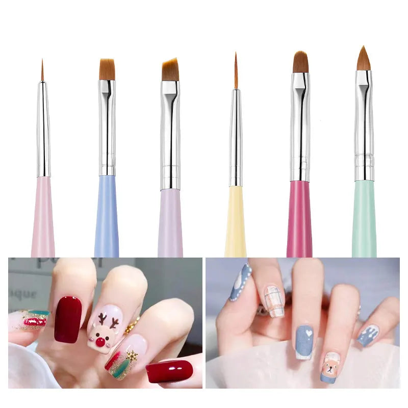6pcs Nail Art Brushes Set Gel Polish