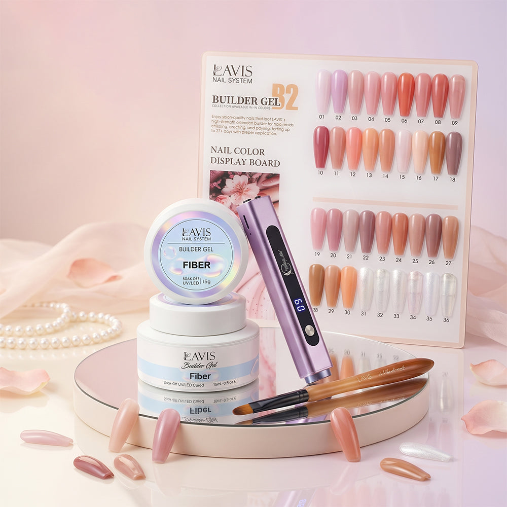 Buy LAVIS Builder Gel In The Bottle - B2, FREE 1 Lavis Fiber Gel + 1 Classy Nail Art 3-in-1 Handheld Nail Lamp with Magnet & Stamper + 1 Round Head Brush