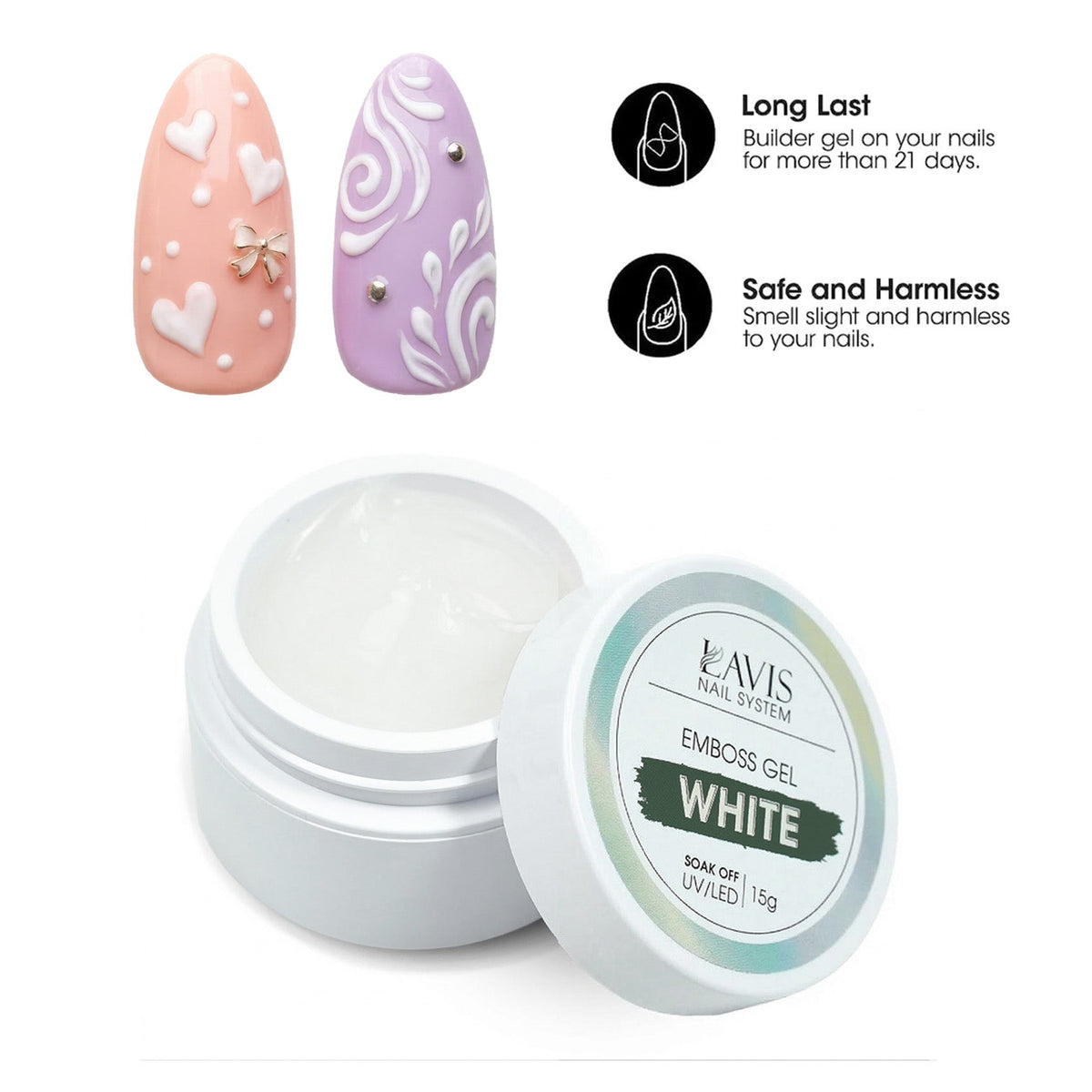 LAVIS Emboss Gel - White 15g