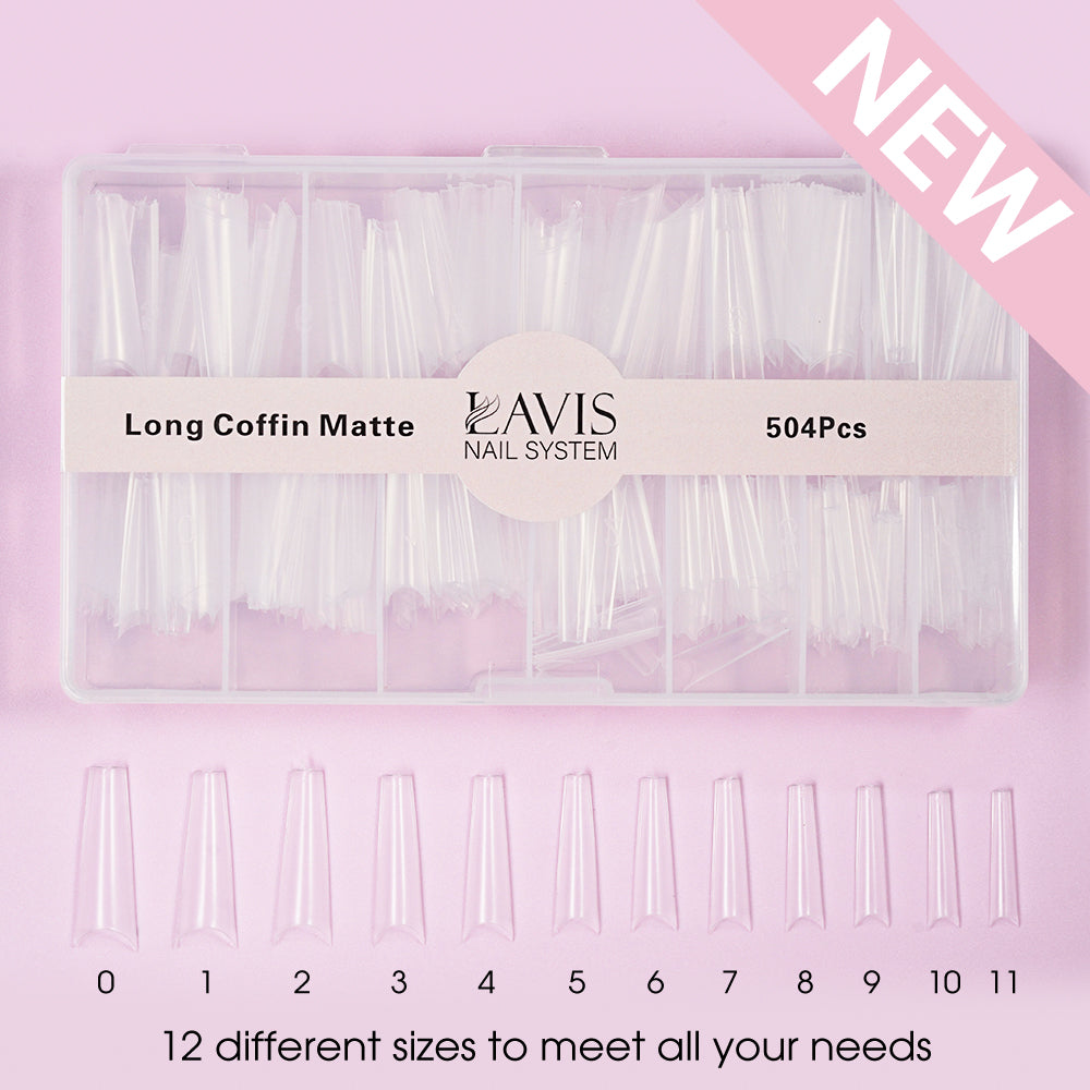 LAVIS - LONG COFFIN MATTE - Clear - 504 Pc by LAVIS NAILS TOOL sold by DTK Nail Supply