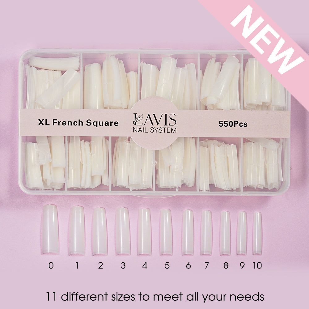 LAVIS - XL FRENCH SQUARE - Natural - 550 Pcs by LAVIS NAILS TOOL sold by DTK Nail Supply