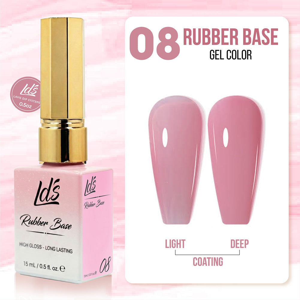 LDS Rubber Base Gel - RB-08 (Ver 2) - GEL POLISH 0.5 OZ - Bouncy Blush Collection