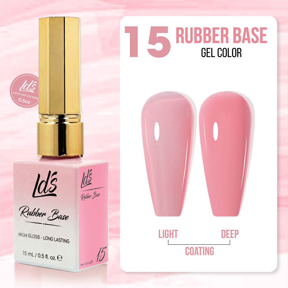 LDS Rubber Base Gel - RB-15 (Ver 2) - GEL POLISH 0.5 OZ - Bouncy Blush Collection